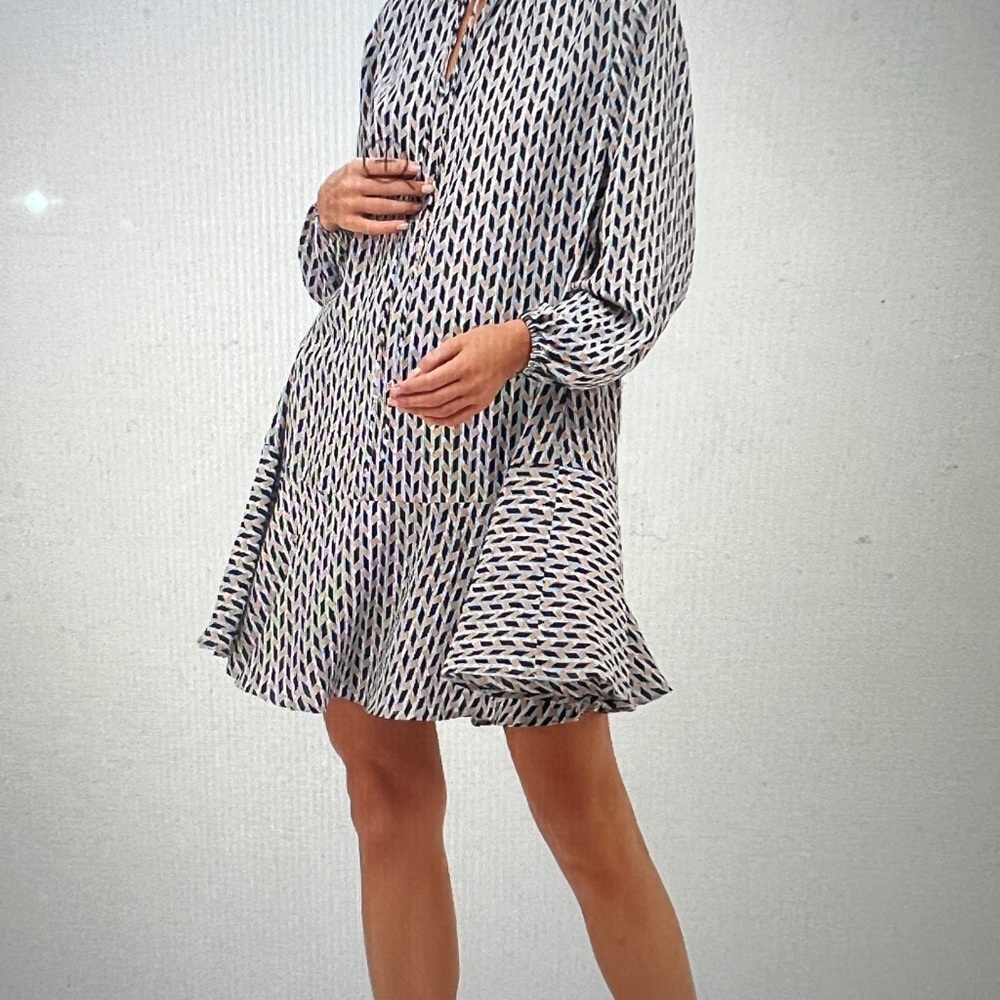 Love Republic Geometric Print Dress Long Sleeve Size L Office Casual Flawless